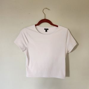 Express Body Contour Cropped Crew Tee White Medium